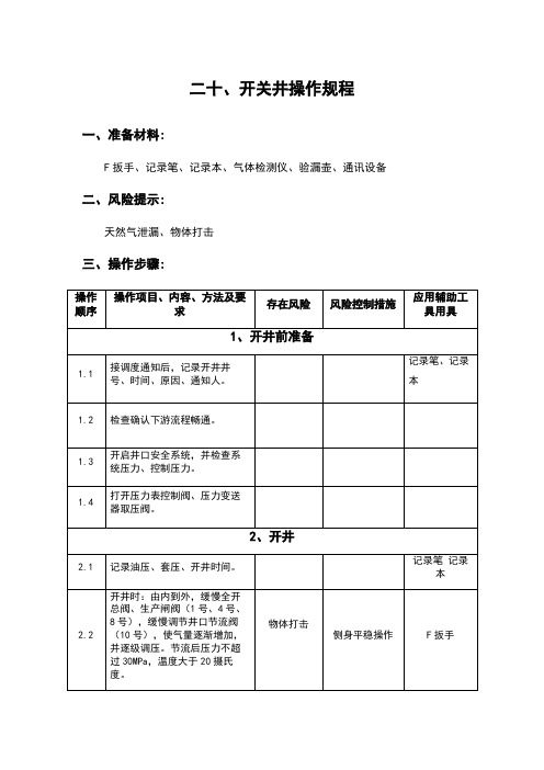 开关井操作规程