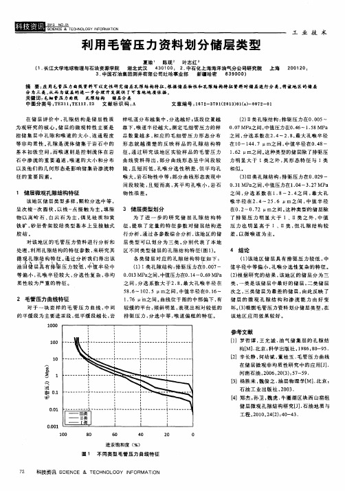 利用毛管压力资料划分储层类型