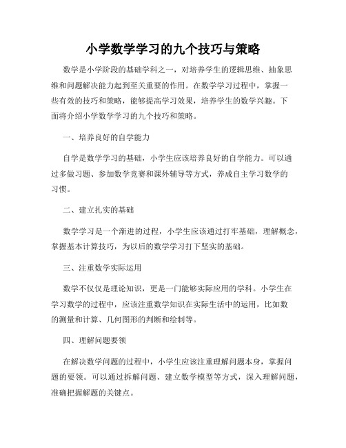 小学数学学习的九个技巧与策略