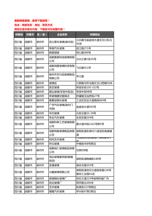 新版四川省成都市崇州市玻璃企业公司商家户名录单联系方式地址大全35家