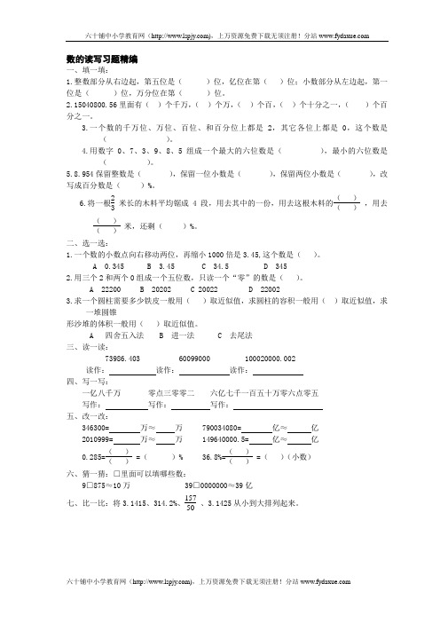 2010年小学升初中数学总复习全部练习题