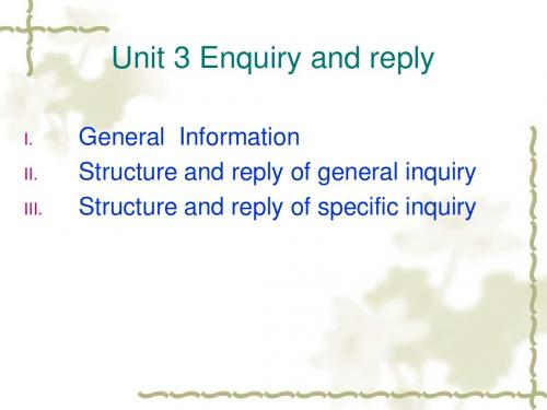 Unit 3 Enquiry and supply