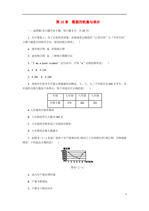 八年级数学上册第15章数据的收集与表示自我综合评价(新版)华东师大版