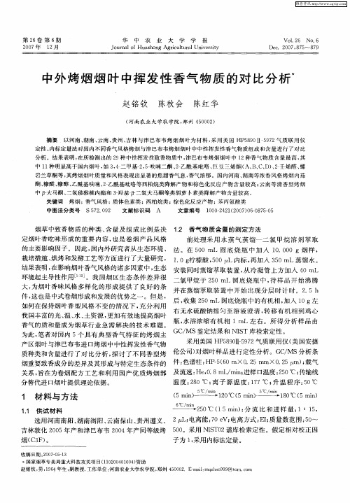 中外烤烟烟叶中挥发性香气物质的对比分析