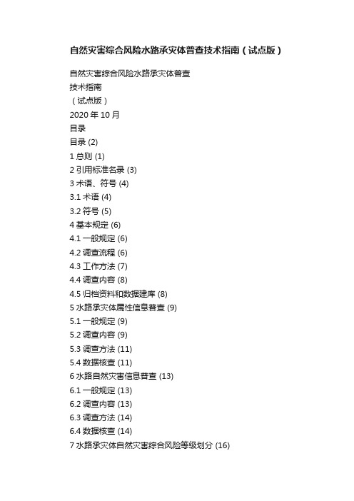 自然灾害综合风险水路承灾体普查技术指南（试点版）