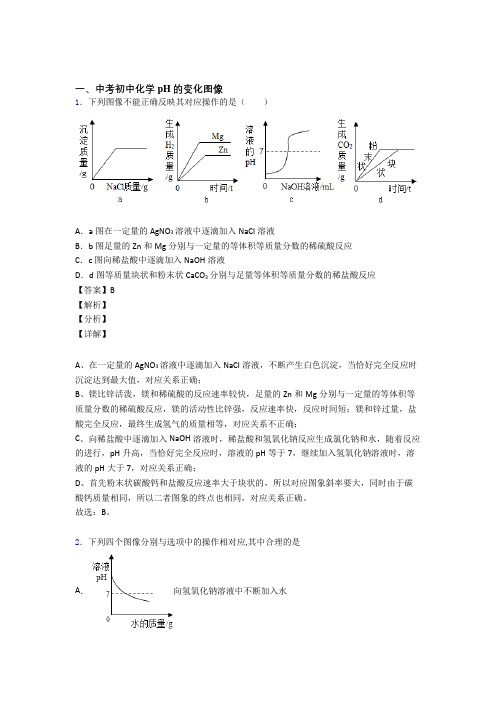 2020-2021备战中考化学二轮 pH的变化图像 专项培优 易错 难题附答案