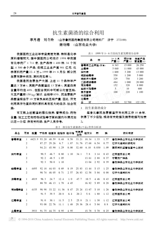 抗生素菌渣的综合利用