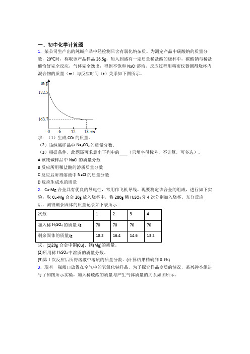 洛阳市第一高级中学中考化学模拟试卷汇编：计算题流程题实验题试题及答案解答