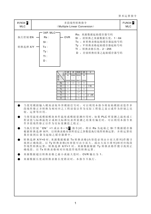 永宏 FBs-PLC FUN_34 多段线性转换指令