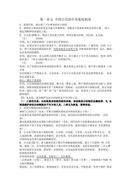 岳麓版历史必修一复习资料.doc