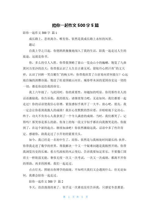 陪你一起作文500字5篇