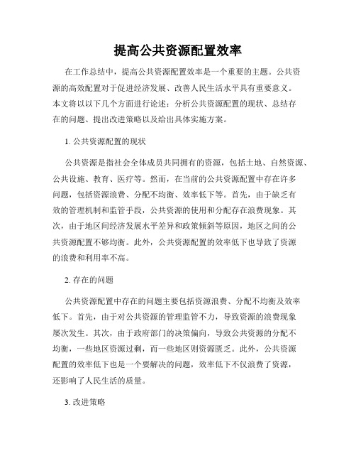 提高公共资源配置效率