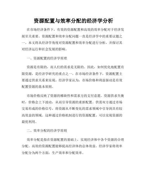 资源配置与效率分配的经济学分析