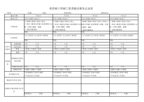 食管癌、胃癌患者患者随访服务记录表