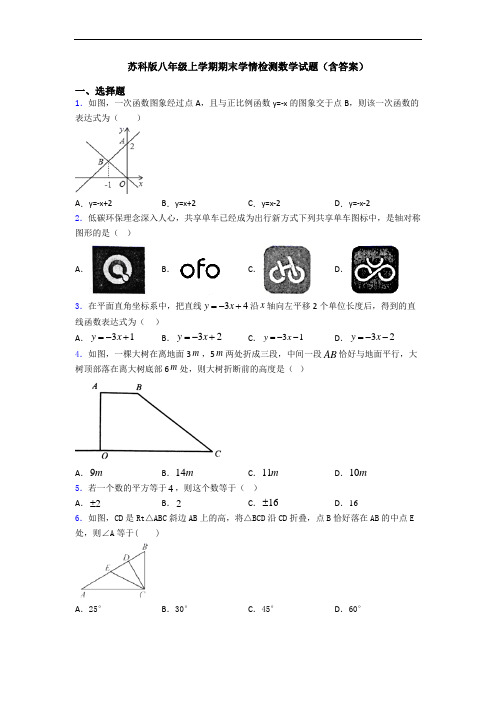 苏科版八年级上学期期末学情检测数学试题(含答案)