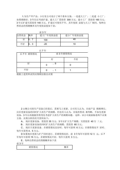 决策树计算题