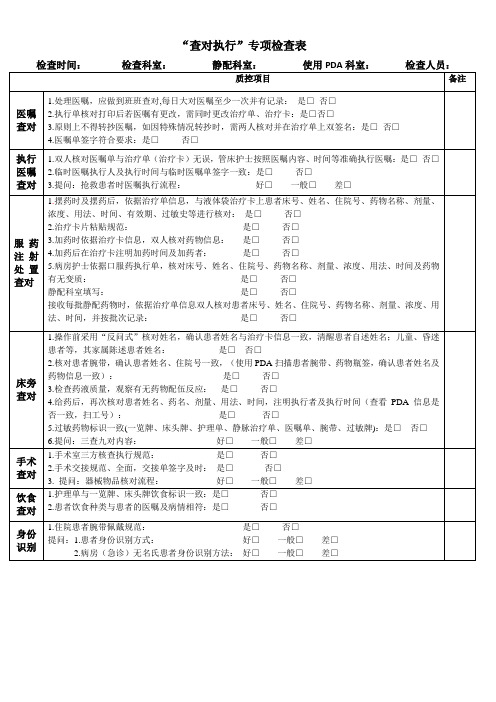 查对执行专项查检表