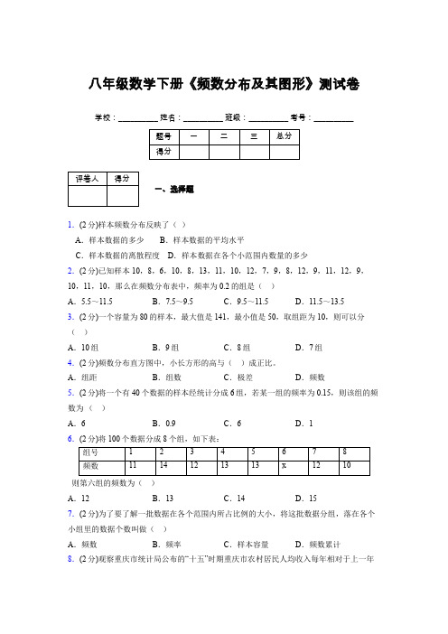 2019-2020初中数学八年级下册《频数分布及其图形》专项测试(含答案) (259)