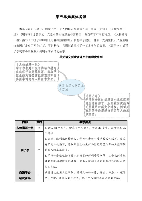 最新部编版五年级语文下册《人物描写一组》精品教案