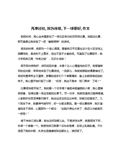 凡事过往,皆为序章,下一球更好,作文