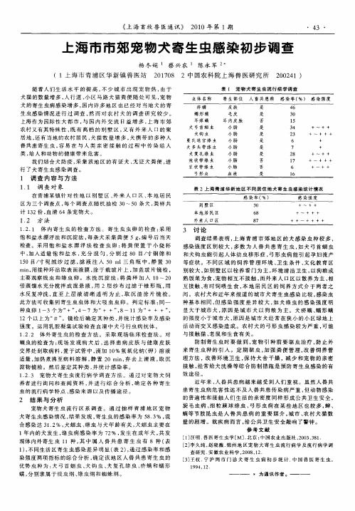 上海市市郊宠物犬寄生虫感染初步调查