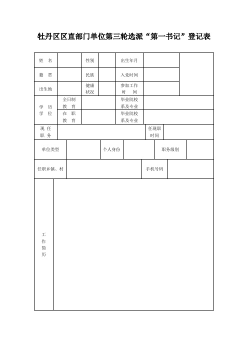 选派第一书记登记表