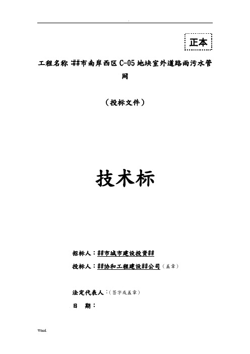 宜宾市南岸西区C-05室外道路雨污水管网工程技术标书