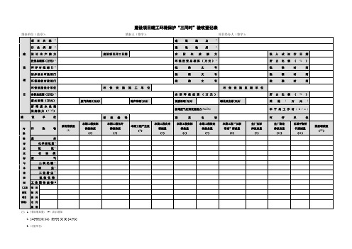 建设项目竣工环境保护“三同时”验收登记表