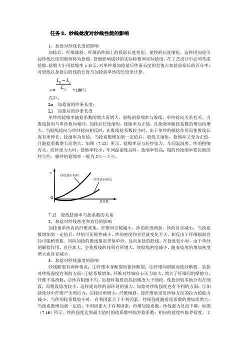 任务8纱线捻度对纱线性能的影响1加捻对纱线长度的影响加捻后