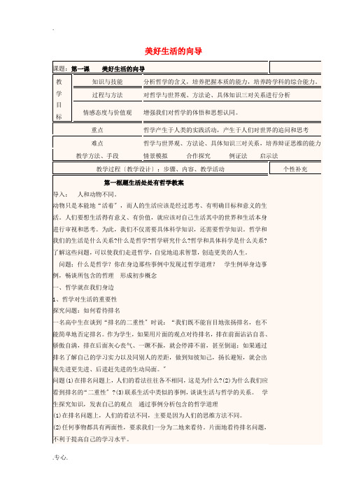 高中政治《美好生活的向导》教学设计 新人教版必修4-新人教版高二必修4政治教案