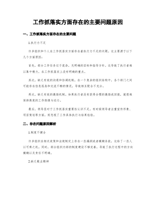 工作抓落实方面存在的主要问题原因