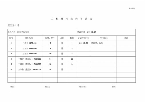 工程材料采购申请表