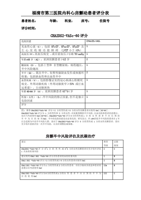 CHA2DS2-VASc-60评分