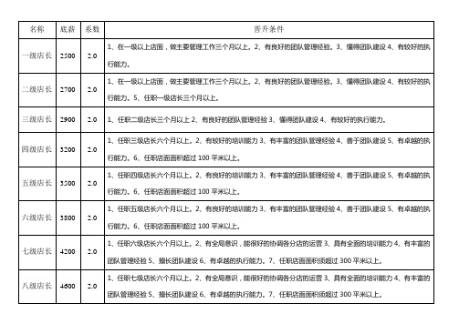 店长晋升阶梯表