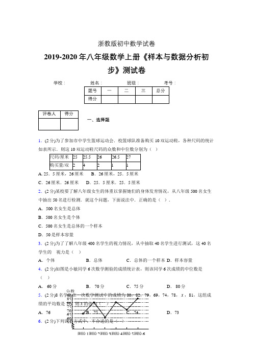 最新浙教版初中数学八年级上册《样本与数据分析初步》专项测试 (含答案) (947)