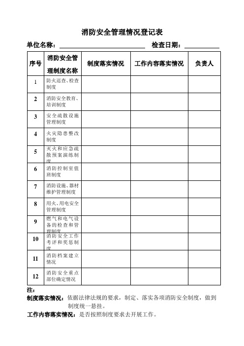 消防安全管理情况登记表