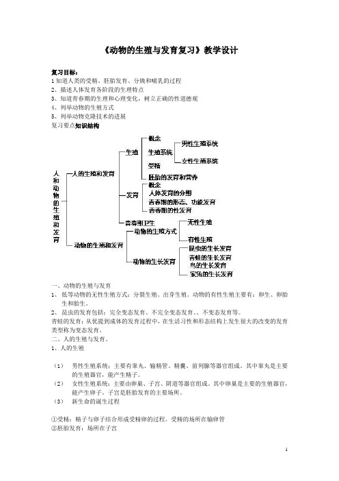 初中八年级生物上册-《动物的生殖与发育复习》教学设计