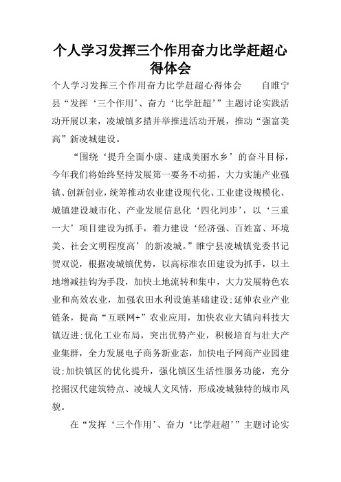 个人学习发挥三个作用奋力比学赶超心得体会