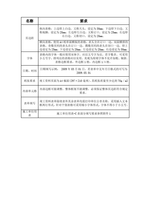 竣工资料填写要求