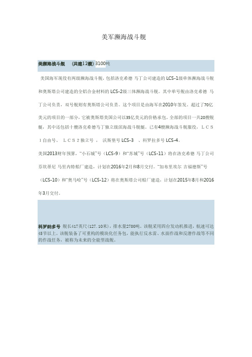 美军濒海战斗舰