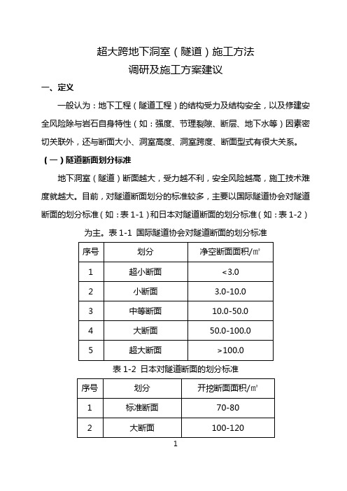 超大跨地下洞室调研及施工建议