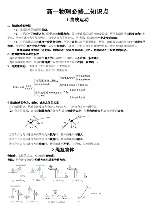 ((完整版))高一物理必修2知识点全总结,推荐文档