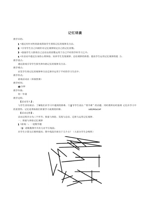 初中七年级学生学习心理辅导《记忆锦囊》活动课设计