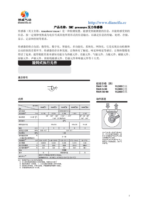 SMC pressure压力传感器