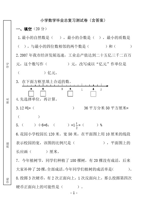 小学数学毕业总复习测试卷(含答案)