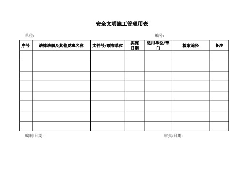 安全文明施工管理用表