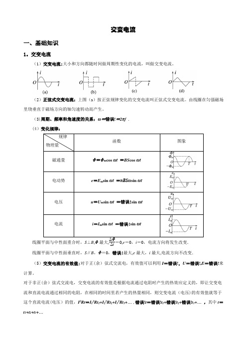 【高中物理】交变电流、变压器教案讲义