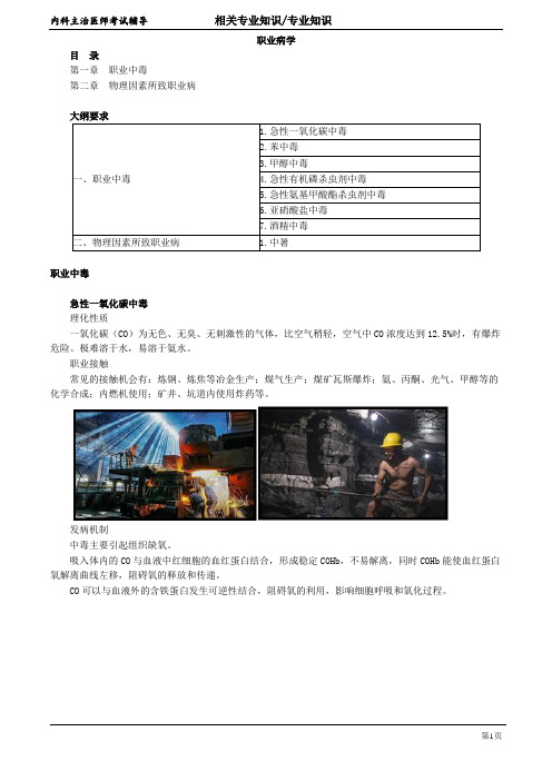 2020年内科学主治医师资格笔试专业知识考点解析 (11):职业病学