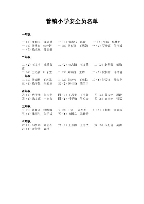 管镇小学安全员名单