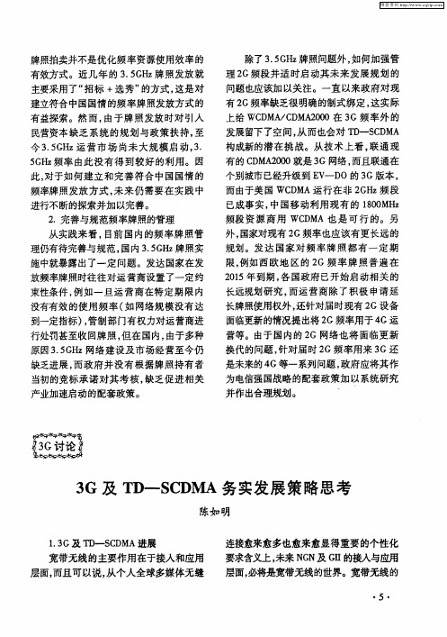 3G及TD-SCDMA务实发展策略思考